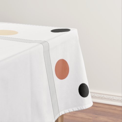 Welcome Terra Cotta Sand Black Polka Dots Tablecloth