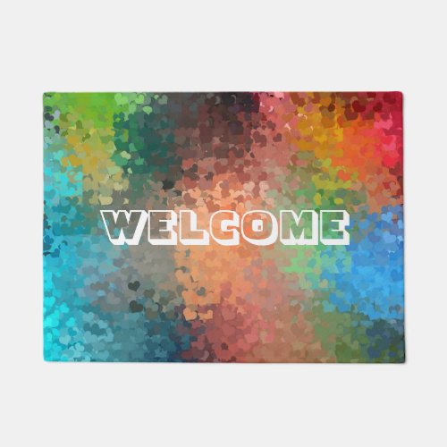 Welcome Text Modern Colorful Abstract Art Template Doormat