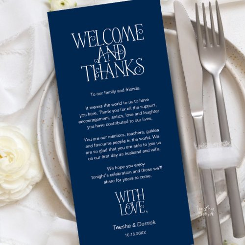 Welcome & Thanks, Place Setting Thank You Card