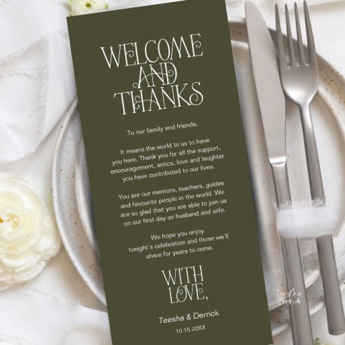 Welcome & Thanks, Place Setting Thank You Card
