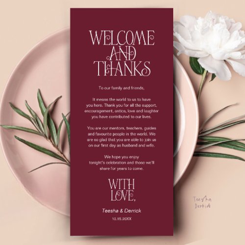 Welcome & Thanks, Place Setting Thank You Card