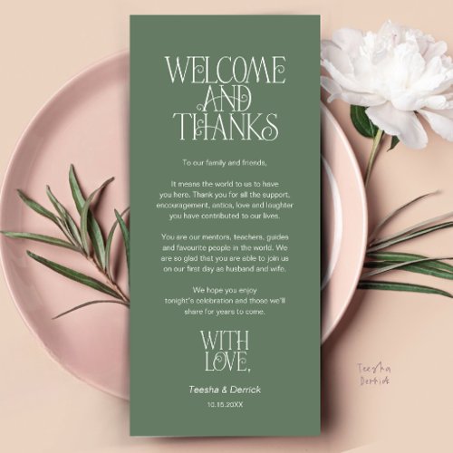 Welcome & Thanks, Place Setting Thank You Card