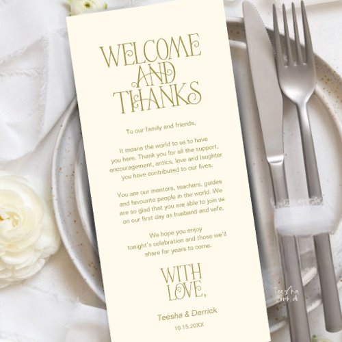 Welcome & Thanks, Place Setting Thank You Card