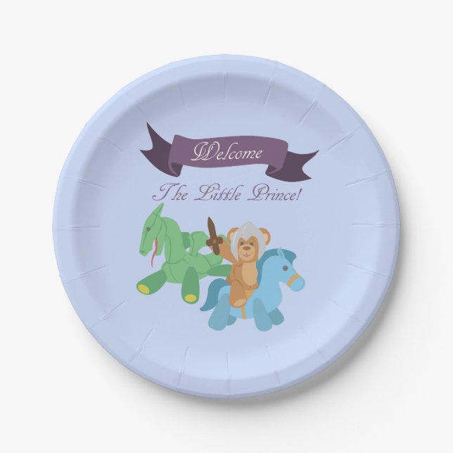 Welcome The Little Prince (Knight) Paper Plates (Front)
