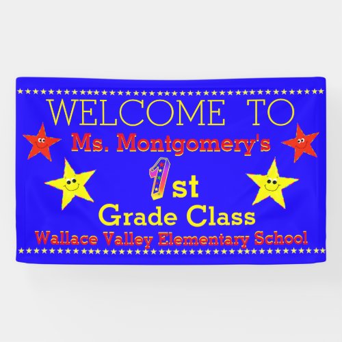 Welcome To 1st Grade Class Fun Stars Banner