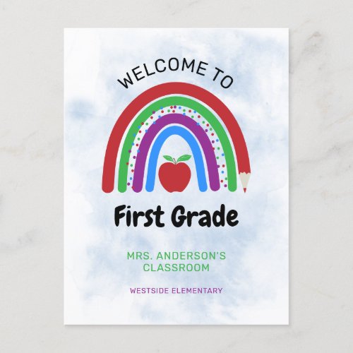 Welcome to 1st Grade Cute Rainbow Postcard