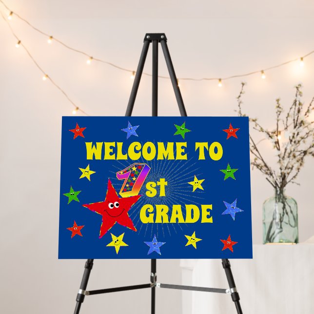 Welcome To 1st Grade Smiling Stars Foam Board (In Situ (Stand))