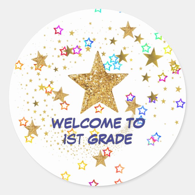 Welcome To 1st Grade Student Stickers,  Classic Round Sticker (Front)