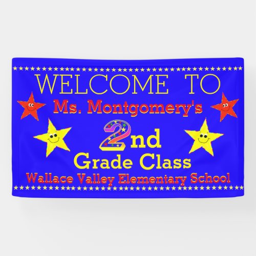 Welcome To 2nd Grade Class Fun Stars Banner