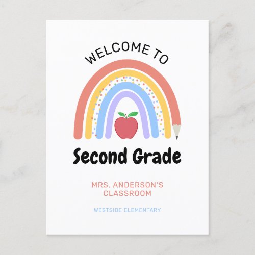 Welcome to 2nd Grade Pastel Colored Rainbown Postcard