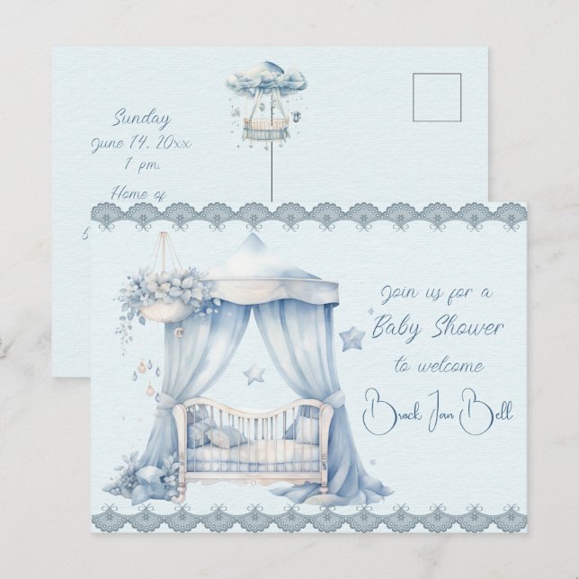 Welcome to a Baby Boy Shower Invitation Postcard (Front/Back)