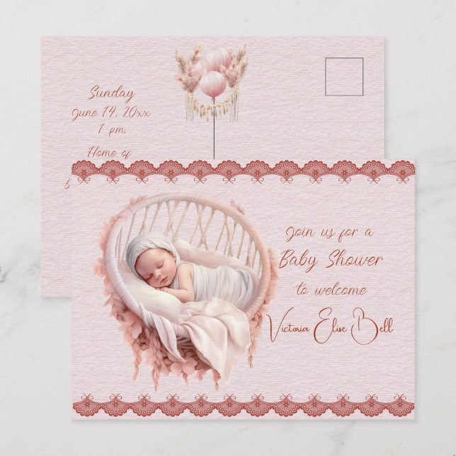 Welcome to a Baby Girl Shower Invitation Postcard (Front/Back)