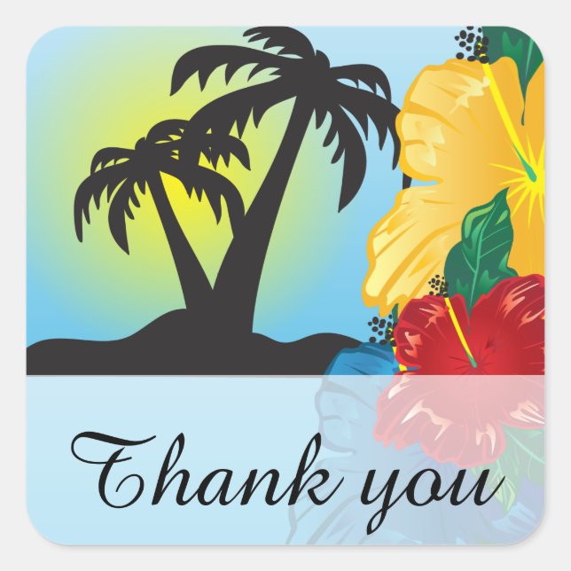 Welcome to a Beautiful Tropical Paradise Square Sticker (Front)