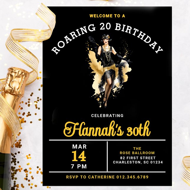 Welcome to a Roaring 20 30th Birthday Party Invitation (Creator Uploaded)