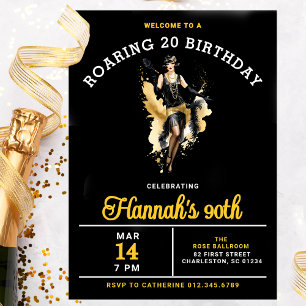 Welcome to a Roaring 20 90th Birthday Party Invitation