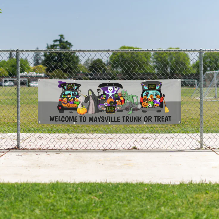 to add name trunk or treat banner Zazzle