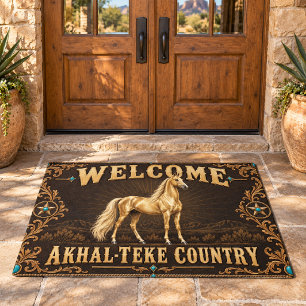 Welcome to Akhal-Teke Country Golden Horse Western Doormat