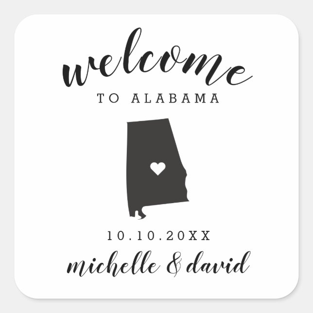 Welcome to Alabama | Wedding custom favor Square Sticker (Front)