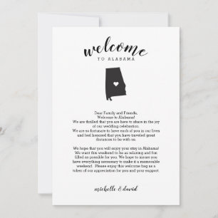 Welcome to Alabama Wedding Letter & Itinerary