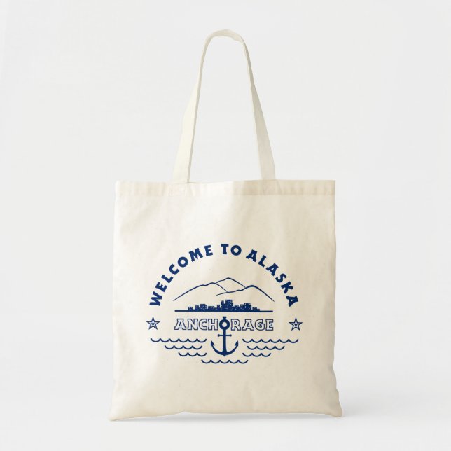 Welcome to Alaska. Anchorage - Blue Logo Tote Bag (Front)