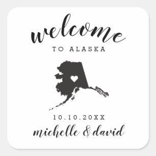 Welcome to Alaska Wedding custom favor Square Sticker