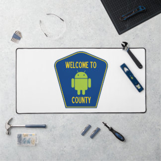 Welcome To Android County (Transportation Sign) Desk Mat