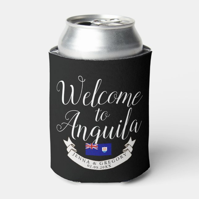 Welcome to Anguilla | Destination Wedding Favor Can Cooler (Can Front)