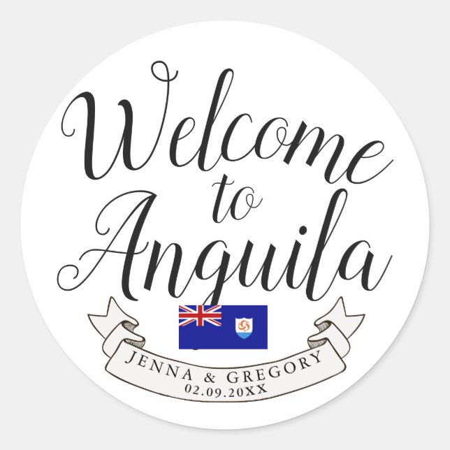 Welcome to Anguilla | Destination Wedding Favor Classic Round Sticker (Front)