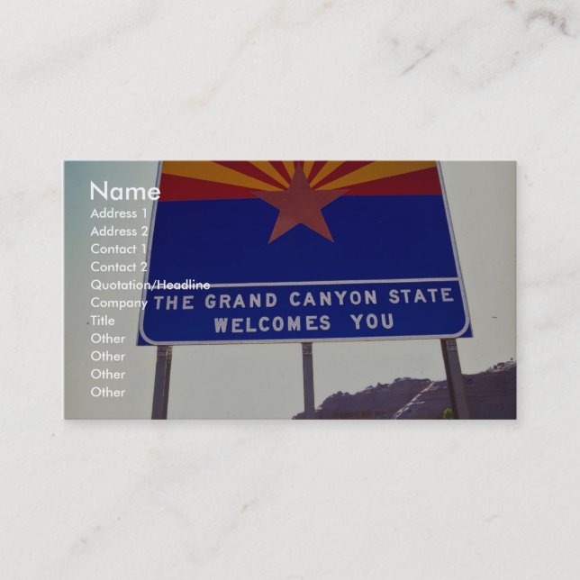 Welcome to Arizona sign at Lupton, Arizona Desert Business Card (Front)