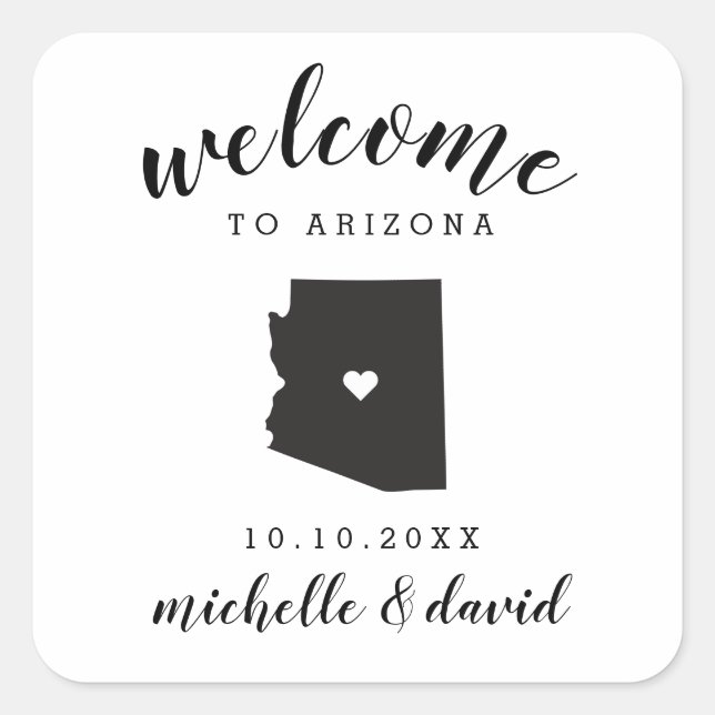 Welcome to Arizona | Wedding custom favor Square Sticker (Front)