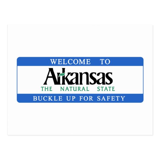 to Arkansas USA Road Sign Postcard