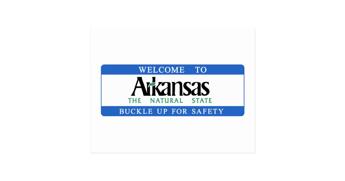 to Arkansas USA Road Sign Postcard