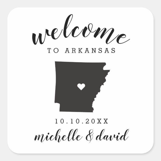 Welcome to Arkansas | Wedding custom favor Square Sticker (Front)