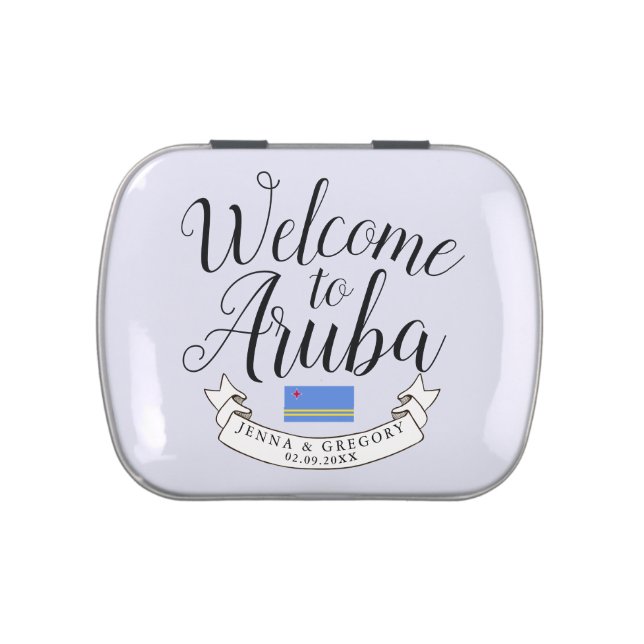 Welcome to Aruba | Destination Wedding Custom Candy Tin (Top)