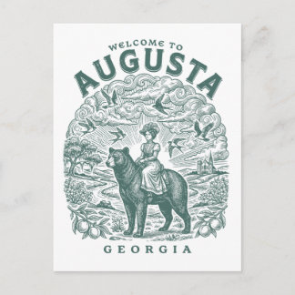 Welcome To Augusta Georgia Vintage Style Postcard