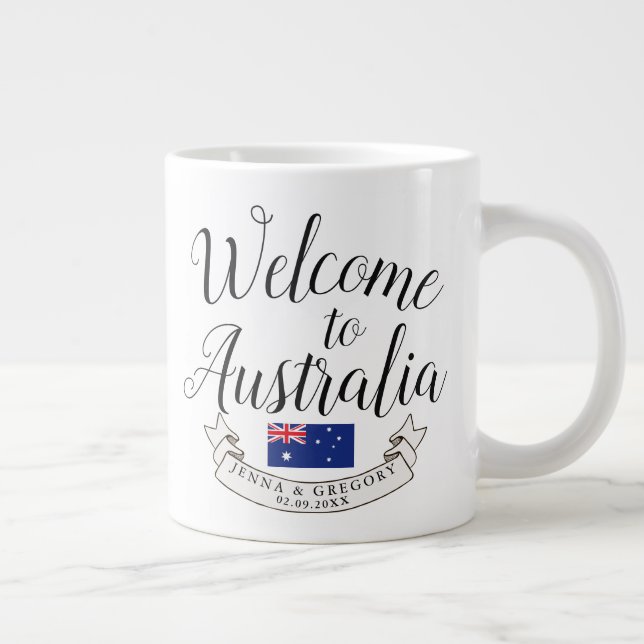 Welcome to Australia | Destination Wedding Custom Giant Coffee Mug (Right)