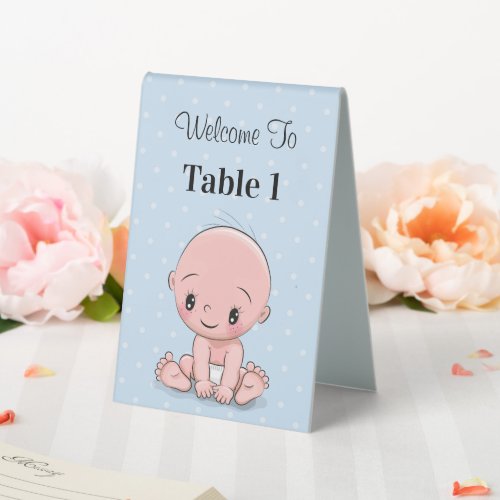 Welcome To Baby Boy Number Table Tent Sign