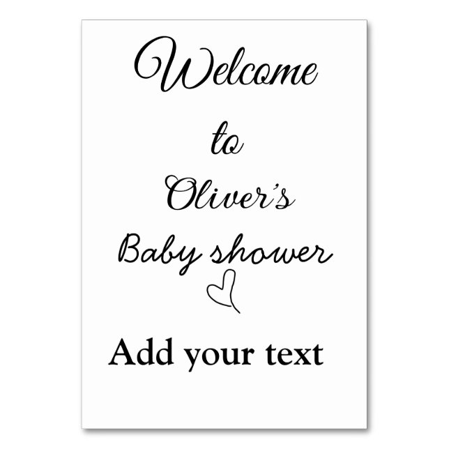 Welcome to baby shower add name text quote table number (Front)
