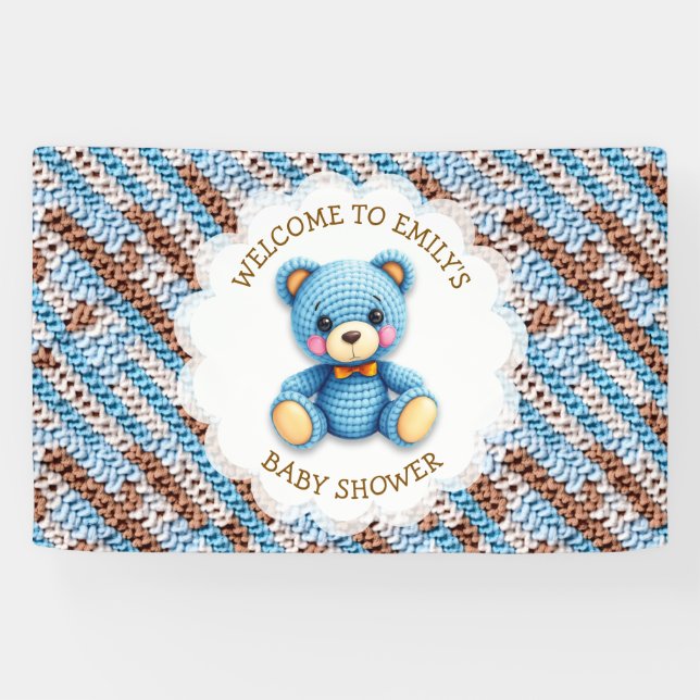Welcome to Baby Shower | Crochet Teddy Bear Banner (Horizontal)