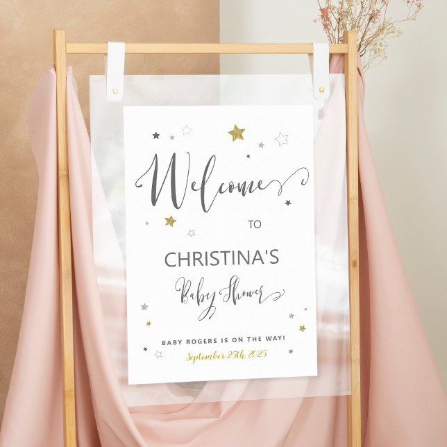 Welcome to baby shower gender neutral colors stars poster (Creator Uploaded)
