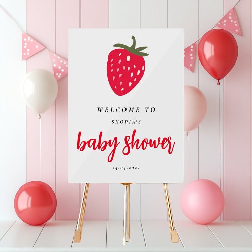 Welcome to Baby Shower  with Strawberry Acrylic Sign