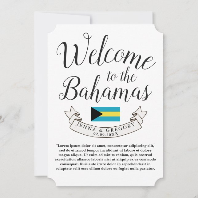 Welcome to Bahamas | Destination Wedding Custom (Front)