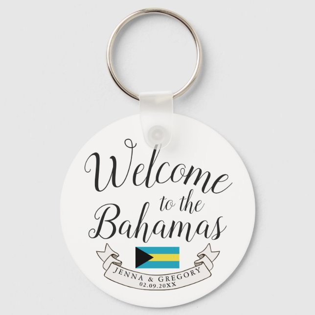 Welcome to Bahamas | Destination Wedding Custom Keychain (Front)