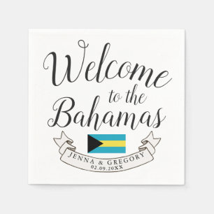 Welcome to Bahamas   Destination Wedding Custom Napkins