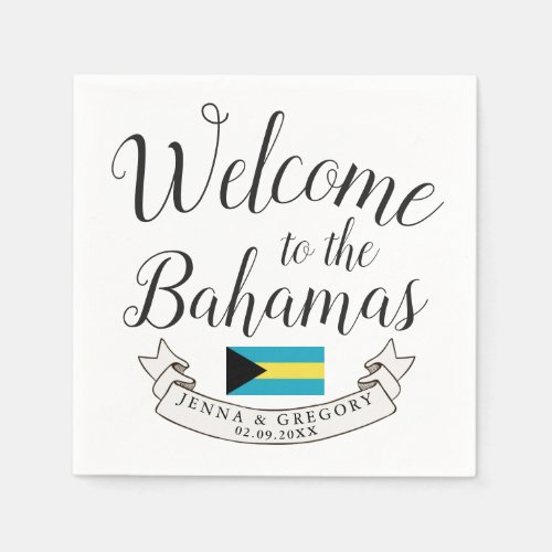 Welcome to Bahamas  Destination Wedding Custom Napkins