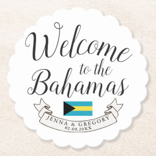 Welcome to Bahamas   Destination Wedding Custom Paper Coaster