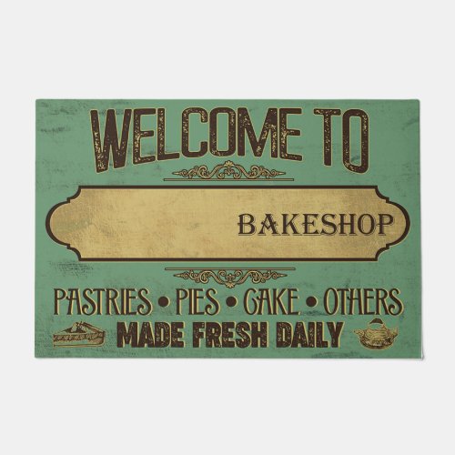 Welcome To Bakeshop Doormat Customized Bakeshop Doormat