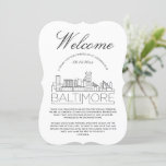 Welcome to Baltimore | Guests Details Invitation<br><div class="desc">A unique guest details card tailored to your wedding guest traveling to see you in the beautiful city of Baltimore, Maryland. It features a modern deco-style illustration of the city's skyline on the front followed by spaces for your unique wedding day information on the back. All elements of this item...</div>