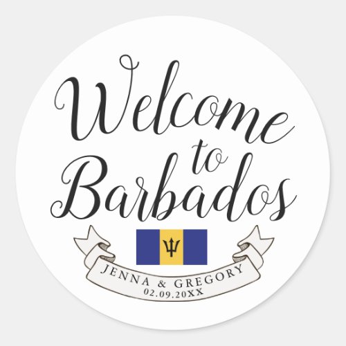 Welcome to Barbados  Destination Wedding Favor Classic Round Sticker