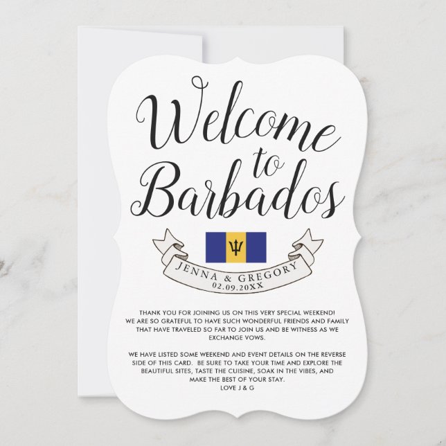 Welcome to Barbados | Destination Wedding Favor Invitation (Front)